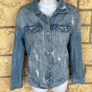 Hollister Denim Jacket Distressed ripped In Style Size XS